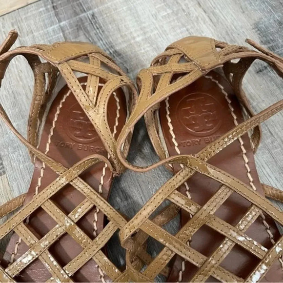 Tory Burch Amalie Nude Caged Strappy Sandals 6 - Picture 5 of 5